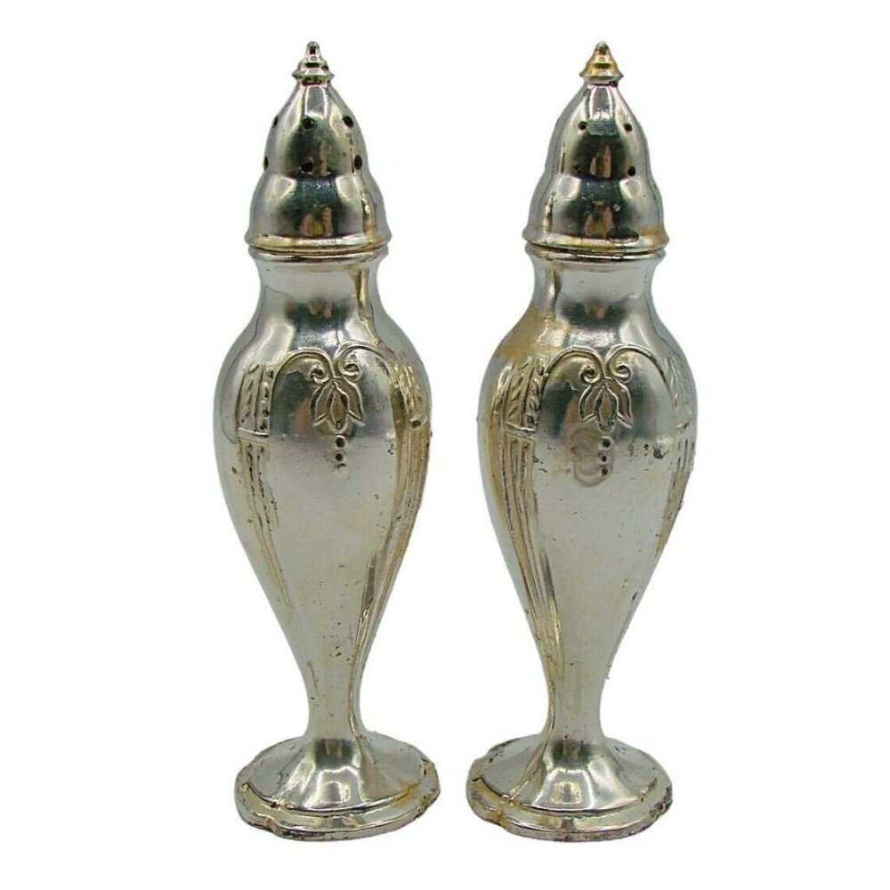 Salt and Pepper Shakers Silver Tone Made in USA #803 Regal MCM Glam Dinner Set 2